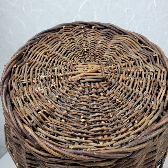 Vintage Woven Basket with Twisted Handle 13" Large Rustic Garden Basket Easter - Picture 6 of 16